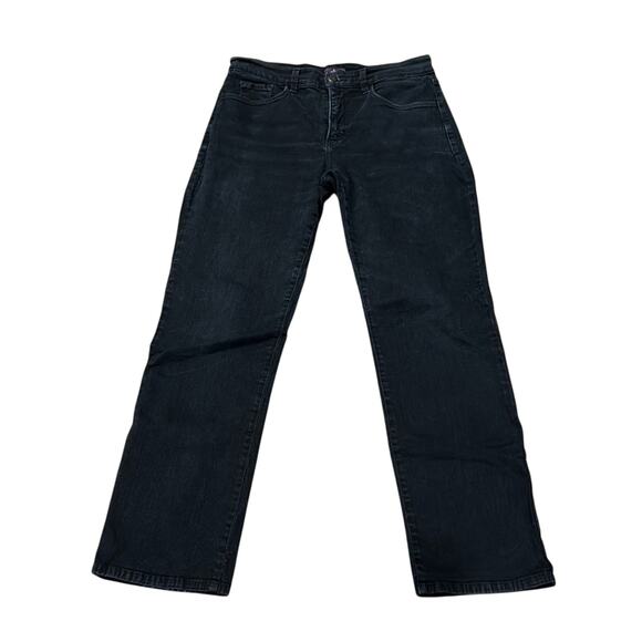 NYDJ Classic Straight Leg Black Wash High Rise Jeans Size 8P - Picture 2 of 7